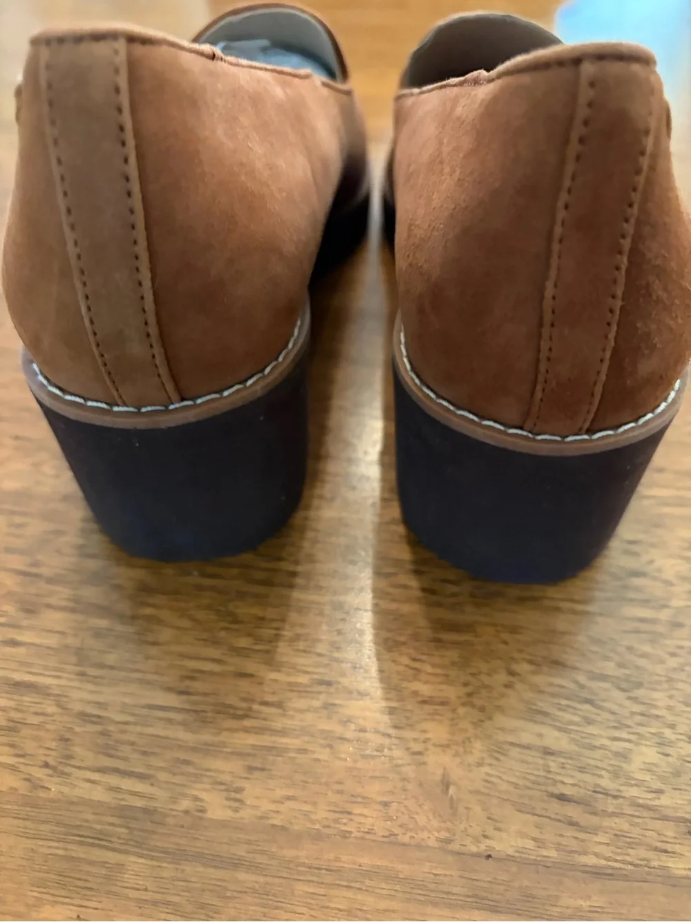 Vionic Cognac Brown Suede Slip-On Wedges